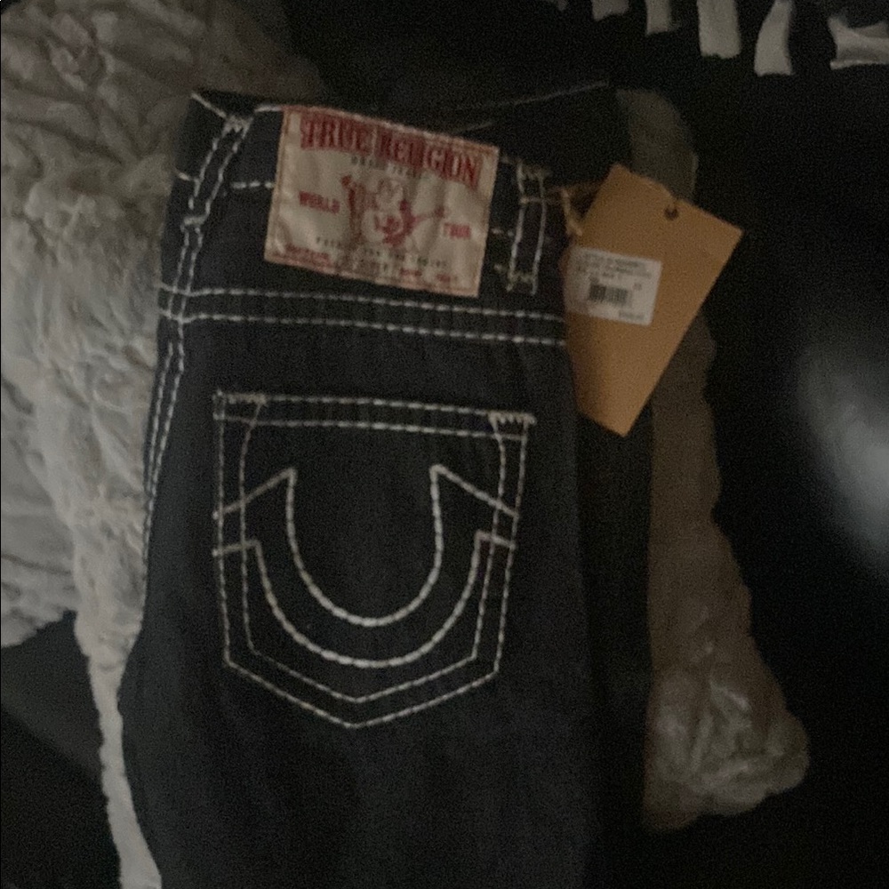 True Religion Black Bootcut Jeans with Signature Stitching